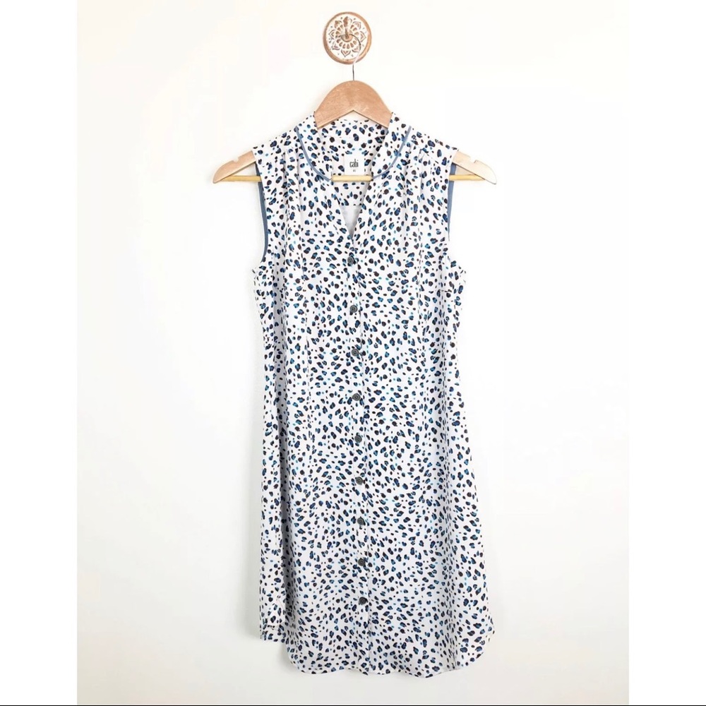CABI Camilla Shirt Dress Sleeveless Leopard Print